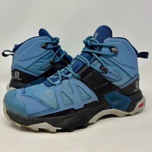 Salomon X Ultra 4 Mid GORE-TEX Waterproof Hiking Boots Women's Blue Lace Up
